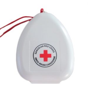 RED CROSS CPR MASK WITH 02 INLET IN CLAMSHELL